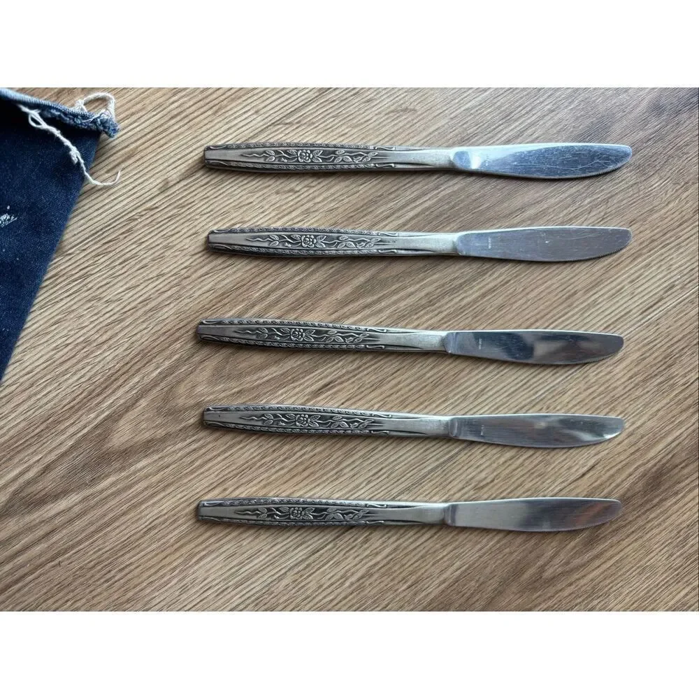 Oneida Floral Stainless Steel Dinner Knives Set of 5